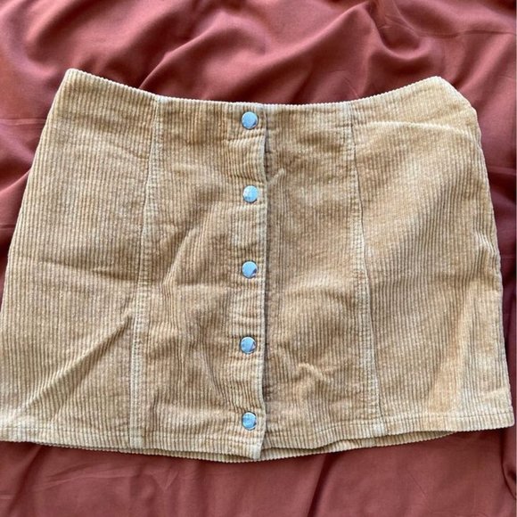 Mustard Yellow Corduroy Mini Skirt - Picture 1 of 1